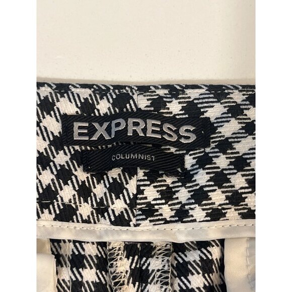 Express Columnist Black & White Houndstooth Slim Fit Pants Womens Size 4 Cotton/ - Picture 4 of 7